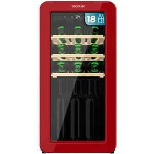 Cecotec Cantina da vino 18 Bottiglie Bolero GrandSommelier Origin 18 Hit Red. Cantina per vino retrò, rosso, 18 bottiglie, No Frost, compressore, LED, 5-20 ºC