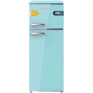 Cecotec Frigorifero Vintage Combinato Bolero Coolmarket 2D Origin 215 Blue E. Altezza 148,2 cm e Larghezza 55,2 cm, LED, Maniglia cromata, Vassoi in vetro, Controllo temperatura, Blu