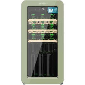 Cecotec Cantinetta 18 Bottiglie Retrò Bolero Grandsommelier Origin 18 Hit Green. Finitura Verde Con Controllo Led, Temp. 5-20ºC, Compressore, NoFrost, Ripiani In Legno, Luce Interna, Ventilazione