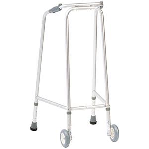 NRS Healthcare Deambulatore Sottile con Rotelle, Altezza Regolabile