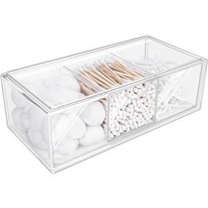 DoocliB Porta Dischetti Struccanti Trasparente,Cassetto In Contenitore Dischetti Struccanti ,Impilabile, Regolabili Organizer Con Scomparti,Organizzatore Per Batuffoli Cotone, Cosmetici, Trucco