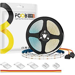 FCOB COB CCT Striscia LED Flessibile Alta densità CCT(3000K-6000K) 5M 640LEDs/m 14W/m DC24V 10mm Larghezza CRI90+ sintonizzabile Dimmerabile per decorazioni DIY(Controllore＆alimentatore non inclusi)
