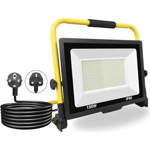 PICAA Faro da Lavoro a LED 6500K, 15000LM Proiettore Portatile Super Luminoso, Rotazione a 180° con Supporto Pieghevole Proiettore da Costruzione per Campeggio, Riparazione Auto, Escursionismo e Pesca