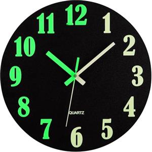 VIVILINEN Orologio da Parete Luminoso Legno 30CM, Orologio da Parete Rotondo Senza Cornice Silenzioso Orologio Decorativo Retro Facile Lettura per Casa, Camera da Letto, Soggiorno, Cucina, Ufficio