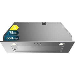 Cecotec Cappa Aspirante 75 cm Integrata Flux IM 756500 Inox A. Potenza Di Aspirazione 650M3/H, Motore 165W, Controllo Meccanico, 3 Livelli Di Potenza, Luce E Filtro Al Carbonio, Inox