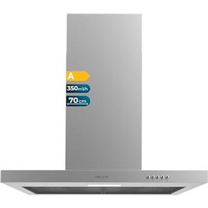 Cecotec Cappa Aspirante 70 cm Flux TM 703500 Inox A. Potenza Di Aspirazione 350M3/H, Motore 70W, Controllo Meccanico, 3 Livelli Di Potenza, Luce E Filtro Al Carbonio, Inox