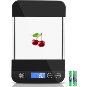 Apritsce Bilancia Cucina Digitale, 15 KG Bilancia da Cucina con Display LCD Inclinato e Funzione Tara, Alta Precisione 1g Bilancia Alimenti, Pesa Cucina per Cuocere e Cucinare