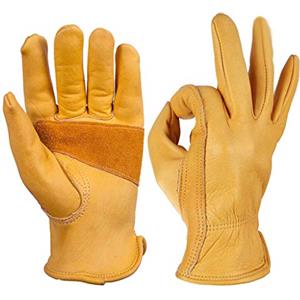 LUOOV Classici Guanti da Moto in Stile Vintage, Guanti da Guida in Pelle Anilina, Estivi - Giallo