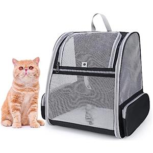 AIFUSI Zaino per Cani e Gatti, Zaino per Animali Domestici, Rete Completamente Ventilata, Approvato Dalle Compagnie Aeree, Perfetto per le Escursioni All'Aria Aperta, Capacità di Peso Massima 17 Libbre(Nero)