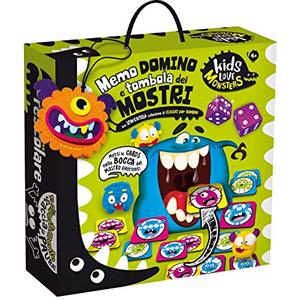 Liscianigiochi- Kids Love Monsters Domino Tombola e Memo dei Mostri Gioco, Multicolore, 82735