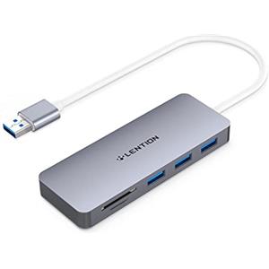 LENTION Hub USB 3.0 con 3 USB 3.0, Lettore di Schede SD/Micro SD Adattatore per Schede Micro/SDXC/SDHC/SD/UHS-I, per MacBook Air/Pro, Surface, Chromebook (CB-H15, Grigio Siderale)