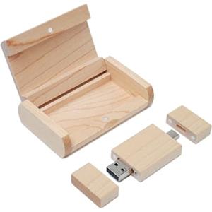 Yaxiny Chiavetta USB C 16GB in Legno di Acero - OTG Pen Drive Tipo C per Smartphone Android - USB 2.0 e C