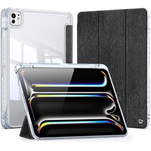 DUX DUCIS Custodia per iPad Pro 11 Pollici 2024 (M4, 5a Generazione) con Portapenne, Cover Posteriore Trasparente Sottile e Leggera, Antiurto Tablet Cover con Funzione Auto Sveglia/Sonno, Nero