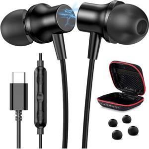 ACANDYA Cuffie USB C per Galaxy A16 S25 Ultra S24+ S23 S22 FE iPad Pro iPhone 15 Pro Max Magnetic in-Ear Noise Canceling Type C Earphone Microphone Volume Control per iPad 10 Google Pixel 8 7