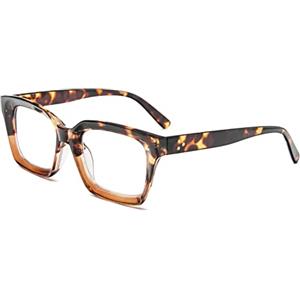 MMOWW Occhiali da Lettura Rettangolari - Oversized Square Frame Anti Luce Blu Occhiali donna uomo (Tartaruga, +1.0)