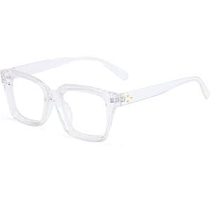 MMOWW Occhiali da Lettura Rettangolari - Oversized Square Frame Anti Luce Blu Occhiali donna uomo (Trasparente, +3.0)