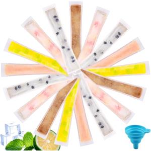 shallyong Sacchetti per Ghiaccioli, shallyong 100 pezzi Sacchetti Riutilizzabili Ice Pop, con Imbuto, Stampi per Ghiaccioli, per Yogurt, Caramelle Rock, Gelato Party