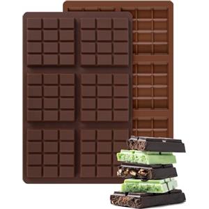 FENGCHUANG Stampo per Cioccolato in Silicone per 6 Tavolette di Cioccolato fai da te, Dubai Stampi per di Cioccolato con Linee Separatrici per Caramelle, Torta, Cubetti di Ghiaccio (Forma 3)