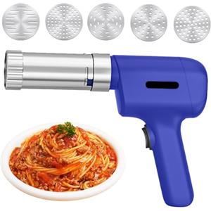 HAMON Macchina per la pasta elettrica, 50W Handheld Automatic Noodle Maker Machine in acciaio inox Portable Automatic Pasta Maker con 5 dischi di pasta per la cucina fatta in casa macchina per gli spaghetti
