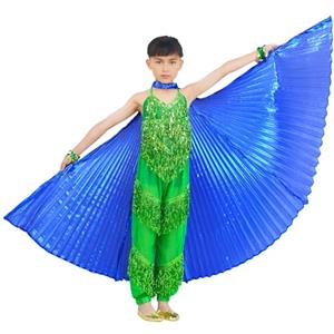 Baisdan Ali di Danza del Ventre per Bambini, Ali di Iside, Ali di Farfalla con Asta Telescopica per Danza del Ventre, Carnevale, Palcoscenico, Festa di Natale Blu scuro