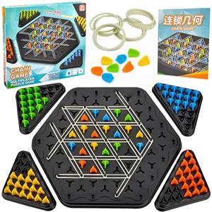 Vibbang Gioco con Elastici e Triangoli, Triggle Gioco da Tavola, Chain Triangle Game, Gioco da Tavolo del Triangolo, Da 2 a 4 Giocatori, Gioco Interattivo da Tavolo con Peg per Bambini Adulti