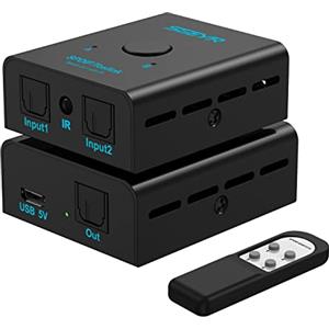 SGEYR Optical Audio Switch Toslink, SPDIF Splitter Digitale 1 In 3 Out, Switch Ottico Audio Digitale, Switch Cavo Ottico Audio Digitale, Switch Hdmi Audio Extractor, pour HD, Xbox, DVD, PS4, Home