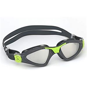 Aquasphere Kayenne Occhialini da Nuoto Unisex Adulto, Grigio & Verde Brillante/Lenti Specchiate Argento, Taglia Unica