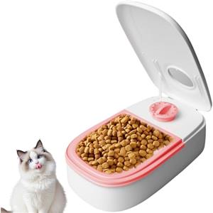 GOMETY Distributore automatico di cibo con timer con tappetino antiscivolo per gatti e cani, per cibo umido e secco, per gatti e cani di piccola taglia (senza batteria) (rosa)