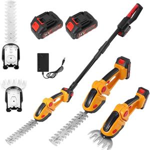 Gxpjycfob Tagliasiepi a Batteria 2 in 1, Taglia Siepe Giardino a Batteria da 24 V con Batterie da 2 * 1500mAh, Varia Fino a 1,3 m, per Cespugli, Giardino, Erba, Foglia, Rami