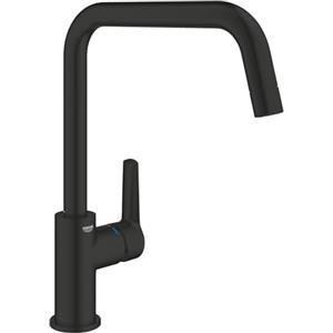 GROHE QuickFix Start, Miscelatore per lavello da cucina a 1 leva (bocca alta a U, area girevole 150°, cartuccia in ceramica da 28 mm, attacchi 3/8