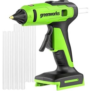 Greenworks Pistola Colla a Caldo Senza Fili 24V Riscaldamento Rapido in 90 sec, Luce LED, Ugello Antigoccia, Spegnimento Automatico per Fai da Te, Arte, Artigianato, Decorazione Domestica