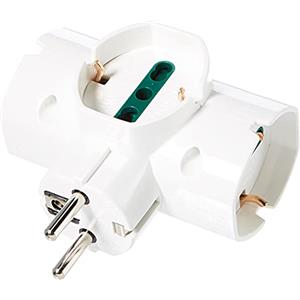 Vimar RI.00316.B Adattatore elettrico multiplo verticale, 3 prese universali con protezione bambini SICURY, spina Schuko 2P+T 16 A combinata standard tedesco e francese