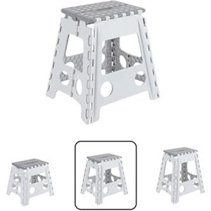 ARREGUI TB-039-GB Sgabello Pieghevole Multiuso | Sgabello per Adulti o Bambini | Scala Pieghevole | Scalino | Sgabello per cucina, bagno, campeggio | 39 cm di altezza | White & Grey