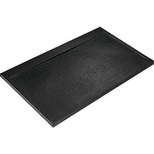 Ideal Standard - Ultra Flat S i.life, Piatto doccia rettangolare 140x90 in resina, Piletta di scarico lato lungo, Finitura opaca effetto pietra, Nero