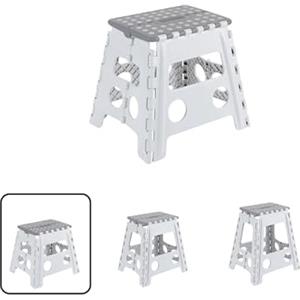 ARREGUI TB-032-GB Sgabello Pieghevole Multiuso | Sgabello per Adulti o Bambini | Scala Pieghevole | Scalino | Sgabello per cucina, bagno, campeggio | 32 cm di altezza | White & Grey