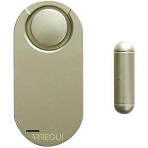 ARREGUI AL013 Allarme per casa e abitazioni | Sensore di allarme per porte e finestre con 2 telecomandi | Alarme sonoro wireless con batteria | Antifurto porta | Dorato
