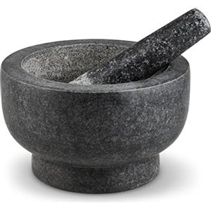 Cole & Mason H122126 Clavering Mortaio con Pestello | Grigio Scuro | 20cm | Ideale per Macinare Erbe, Spezie, Noci e altro. | Granito | 2 Anni di Garanzia