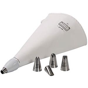 Kaiser ORIGINAL KAISER Set pasticerria con sac à Poche e 5 beccucci, 7 Pezzi, Acciaio Inox, Bianco, 40 cm, 4 Litri