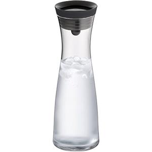 WMF 617706610 Caraffa d'acqua di base, 1.0 l, Altezza 29 cm, Caraffa di vetro, Coperchio in silicone, Chiusura CloseUp, Nero