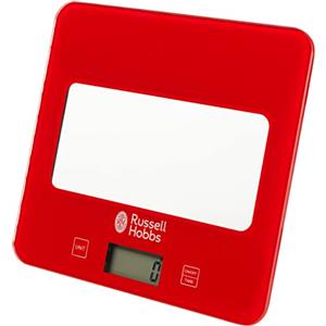 Russell Hobbs RH01571AR - Bilancia da cucina digitale, max 5 kg, misure imperiali/metriche, pannello touch, display LCD, piattaforma in vetro, batterie incluse, 5 anni di garanzia, rosso