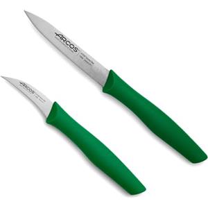 Arcos Set di Coltelli per Sbucciare in Acciaio Inossidabile, Manico Ergonomico in Polipropilene, per Frutta, Verdura e Tuberi, Verde, Serie Nova