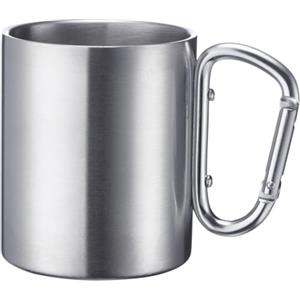Westmark Tazza con manico a moschettone - pratica tazza per il campeggio all'aperto, ideale per bevande calde e fredde, moschettone per il fissaggio - 300 ml, acciaio inox, alluminio