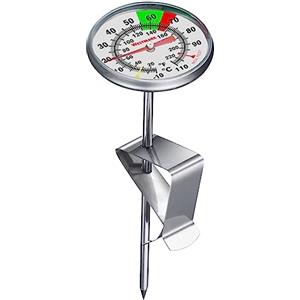 Westmark Termometro per latte - pratico termometro da cucina per montare il latte, deliziosa schiuma di latte per il caffè, termometro da barista con morsetto - acciaio inox