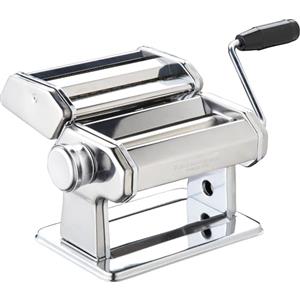 KitchenCraft World of Flavours Pasta Maker, Macchina per la pasta manuale con 9 spessori regolabili, doppia taglierina italiana Deluxe, Acciaio inossidabile