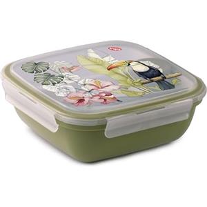 Snips, Fresh Lunch Box Quadrato, Decoro Tucano, Coperchio con 4 Chiusure di Sicurezza, Guarnizione Salva Freschezza, 1.50 LT, 21 x 21 x 8 cm, Made in Italy