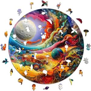 Iconic Puzzles- Luna Straordinaria Spazio Puzzle in Legno, Colore per Adulti e Bambini, S, 200 PCs, 100% Sostenibile