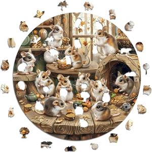 Iconic Puzzles- Animali Domestici Puzzle in Legno, Multicolore, S, 200 PCs, 24CRICETIS