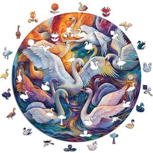 Iconic Puzzles- Cigni Maestosi Animali Fantasy Puzzle in Legno, Colore per Adulti e Bambini, S, 200 PCs, 100% Sostenibile