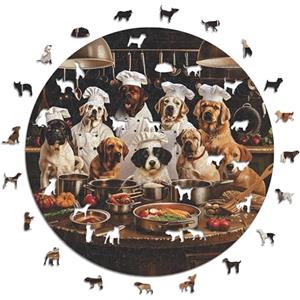 Iconic Puzzles - Cani Chef, puzzle in legno 100% sostenibile, Regali per Bambini e Adulti, taglia M, 350 Pezzi