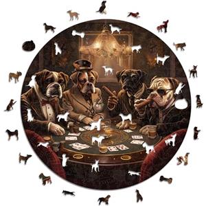Iconic Puzzles- Cani Fantasy Puzzle in Legno, Multicolore, S, 200 PCs, 24CANPOKERS